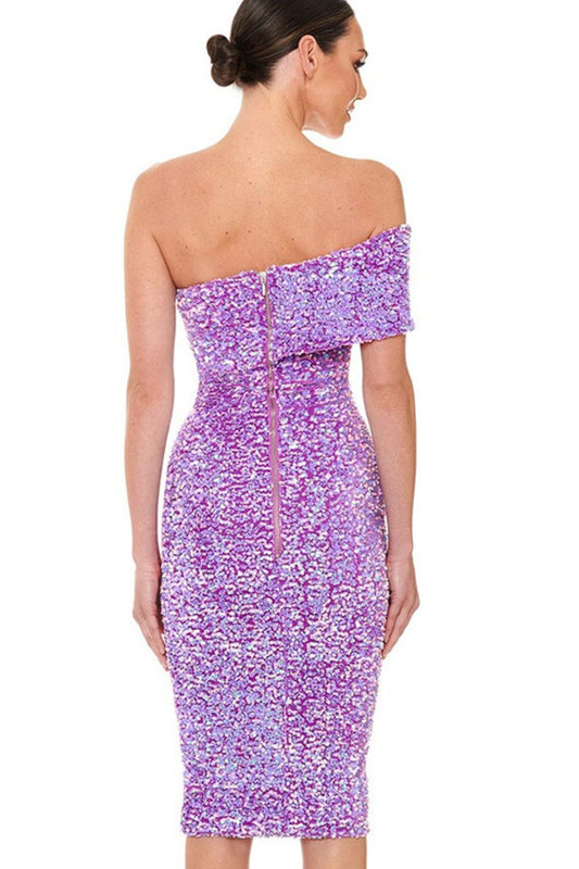 Off-Shoulder Zip-Back Dress