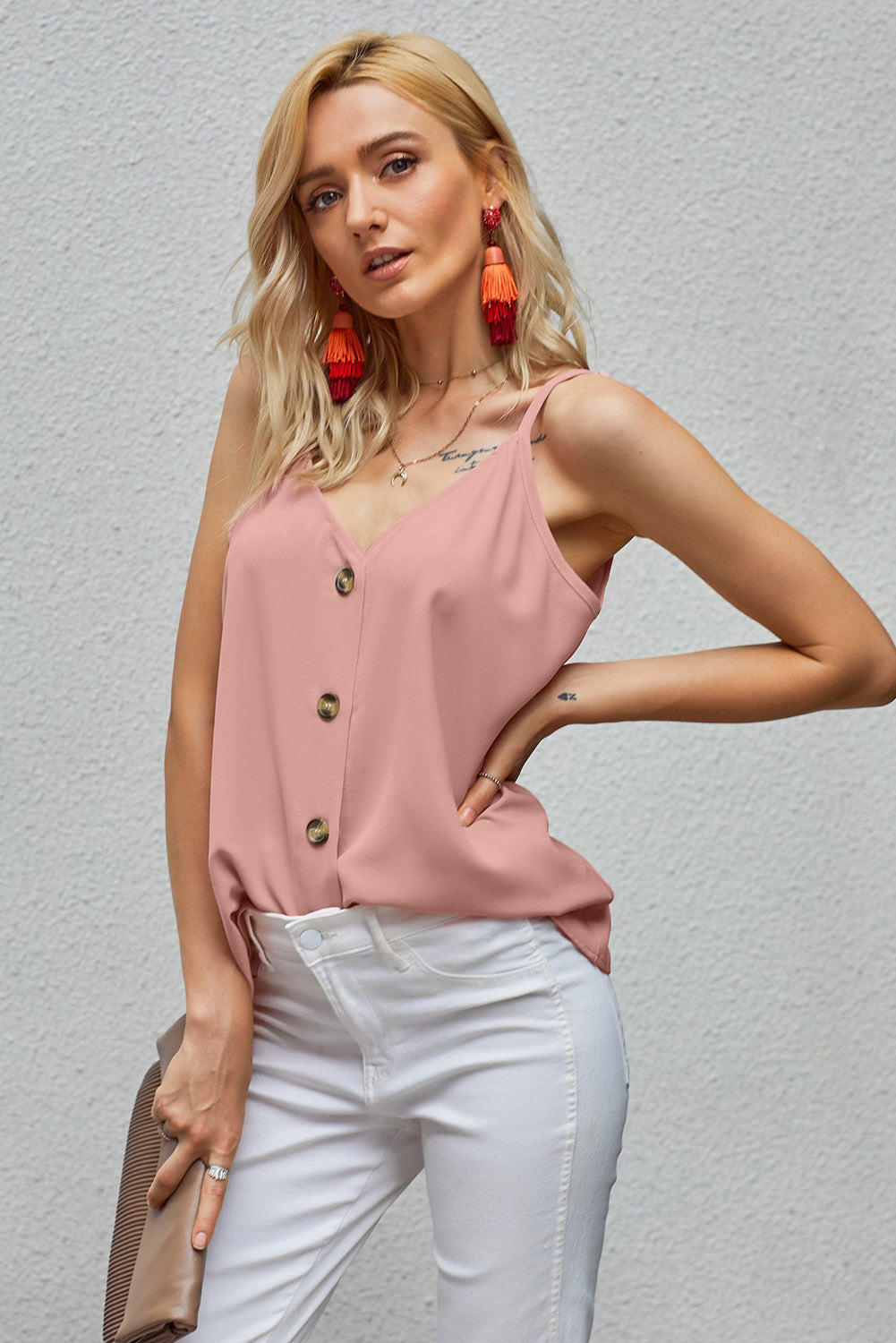 Tie Dye Buttoned Tank Top