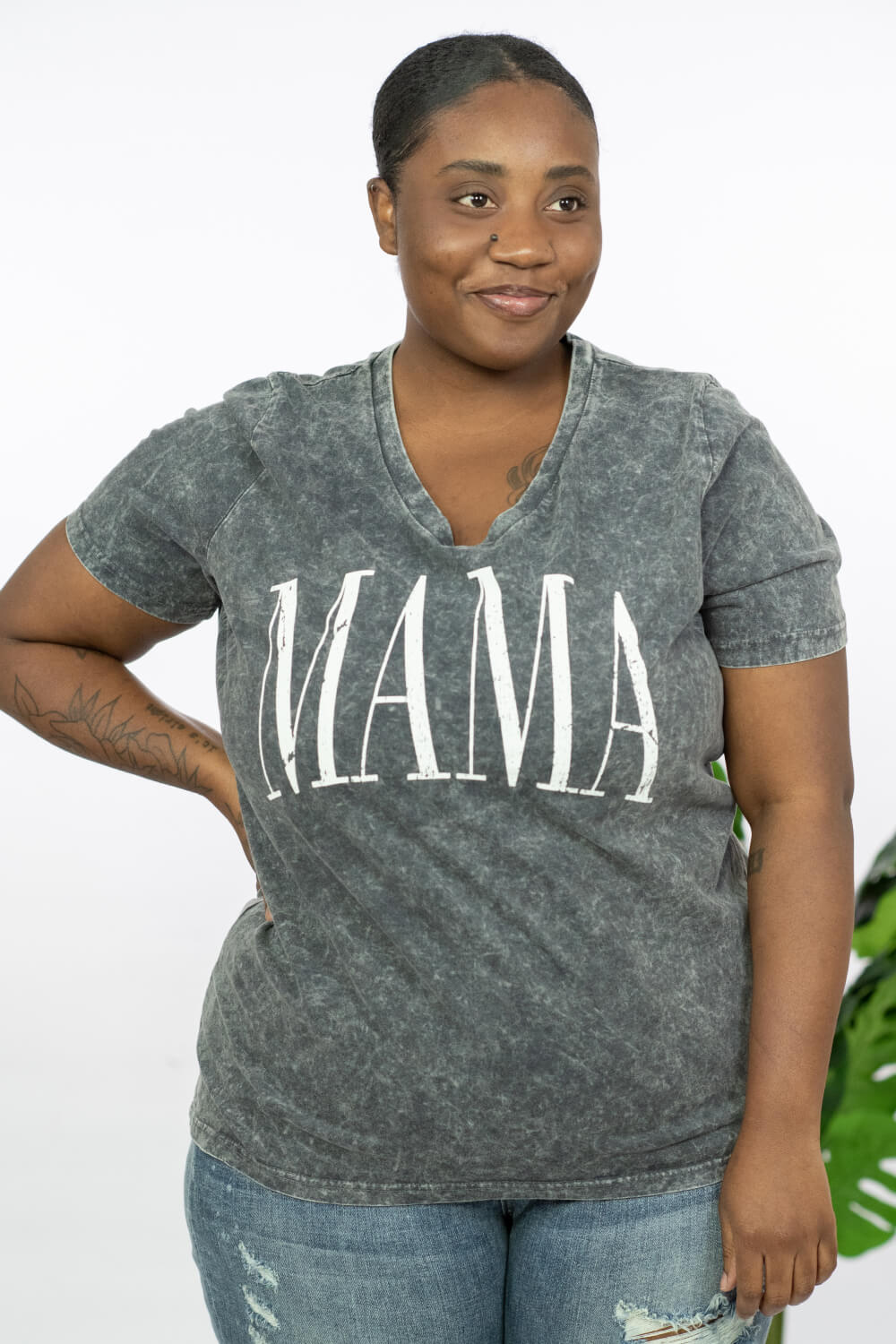 Sew In Love MAMA Full Size Acid Wash Tee