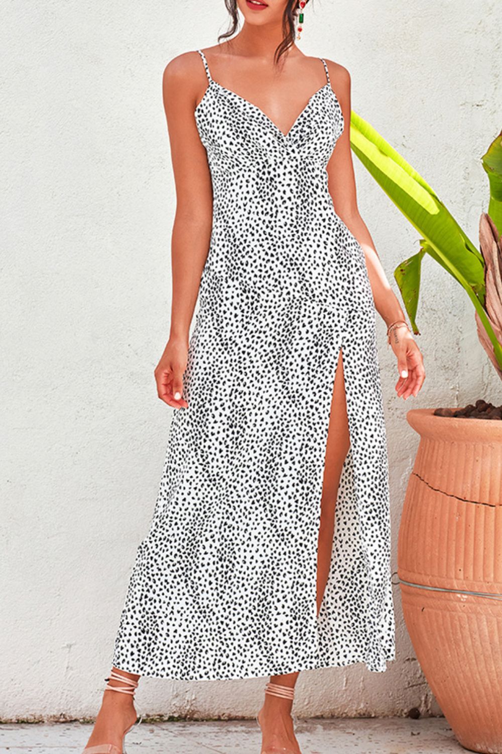 Printed Sweetheart Neck Cami Dress