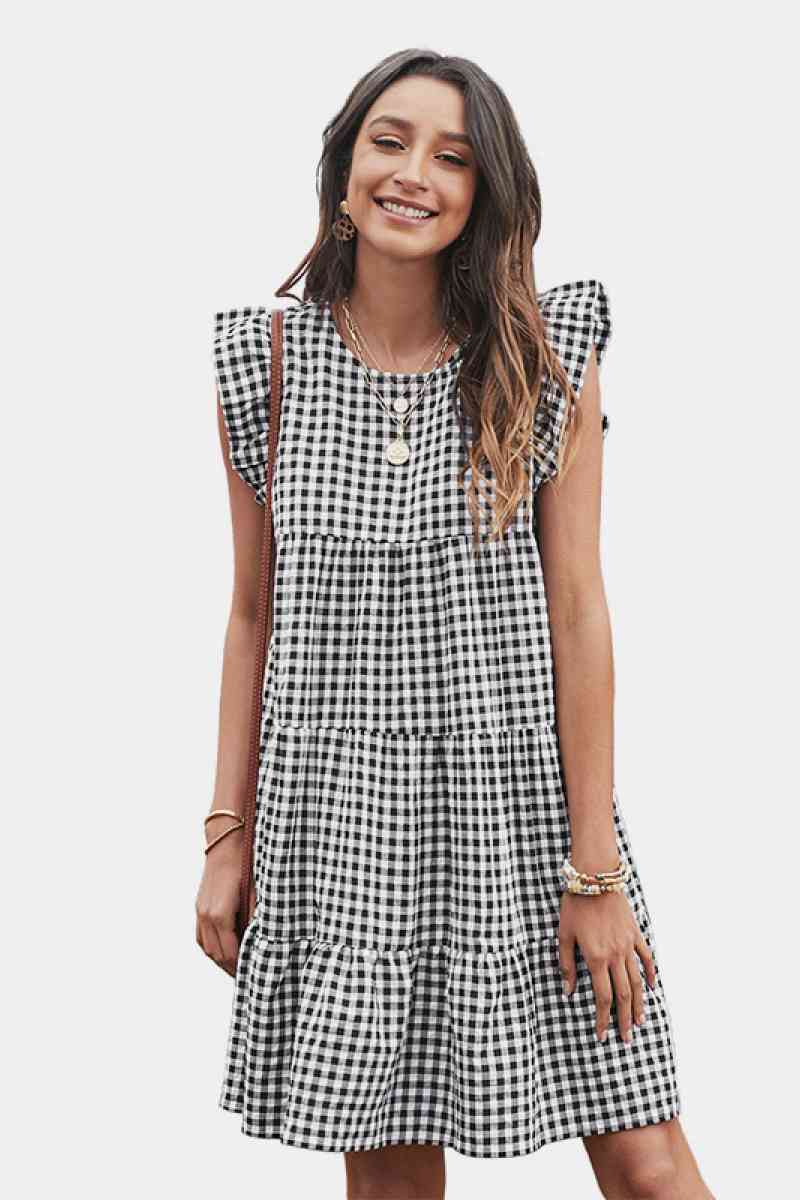 Plaid Ruffled Mini Dress