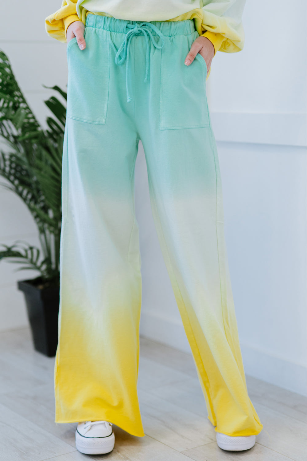 Zenana Hello Summer Full Size Run Ombre Wide Leg Sweat Pants