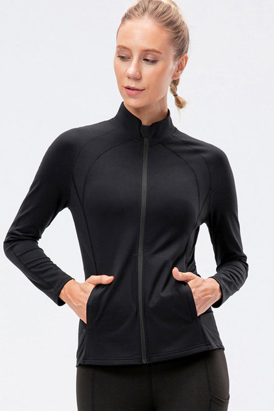 Zip Up Exposed Seam Top with Pockets