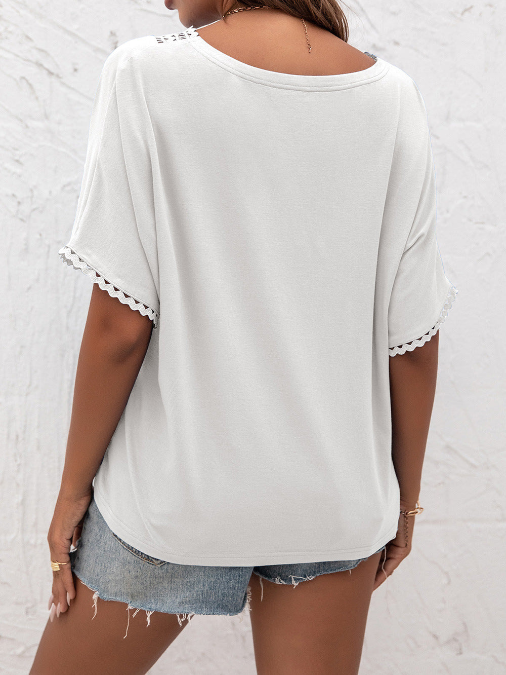 Openwork V-Neck T-Shirt