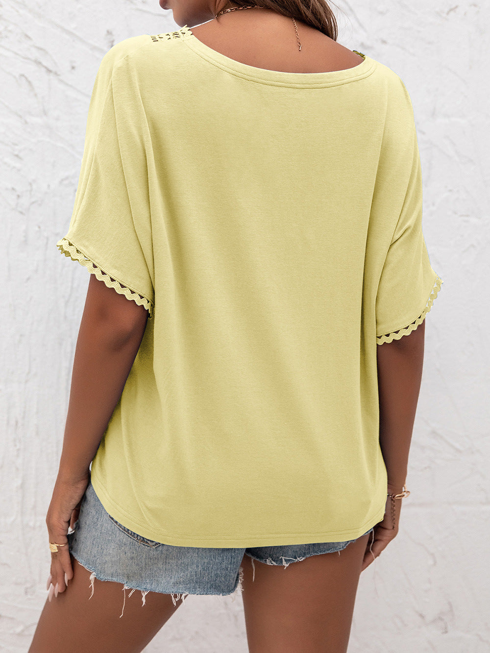 Openwork V-Neck T-Shirt