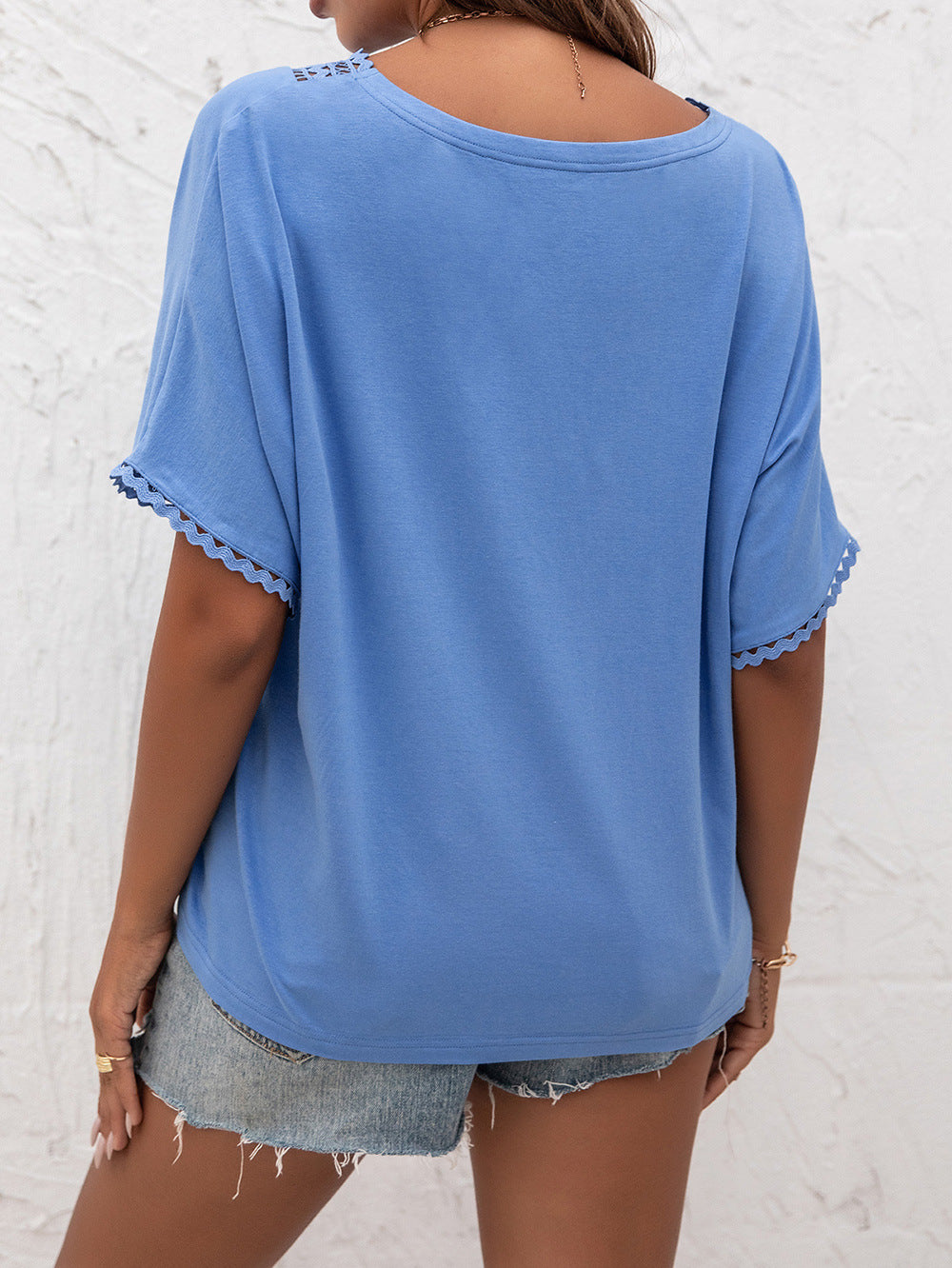 Openwork V-Neck T-Shirt