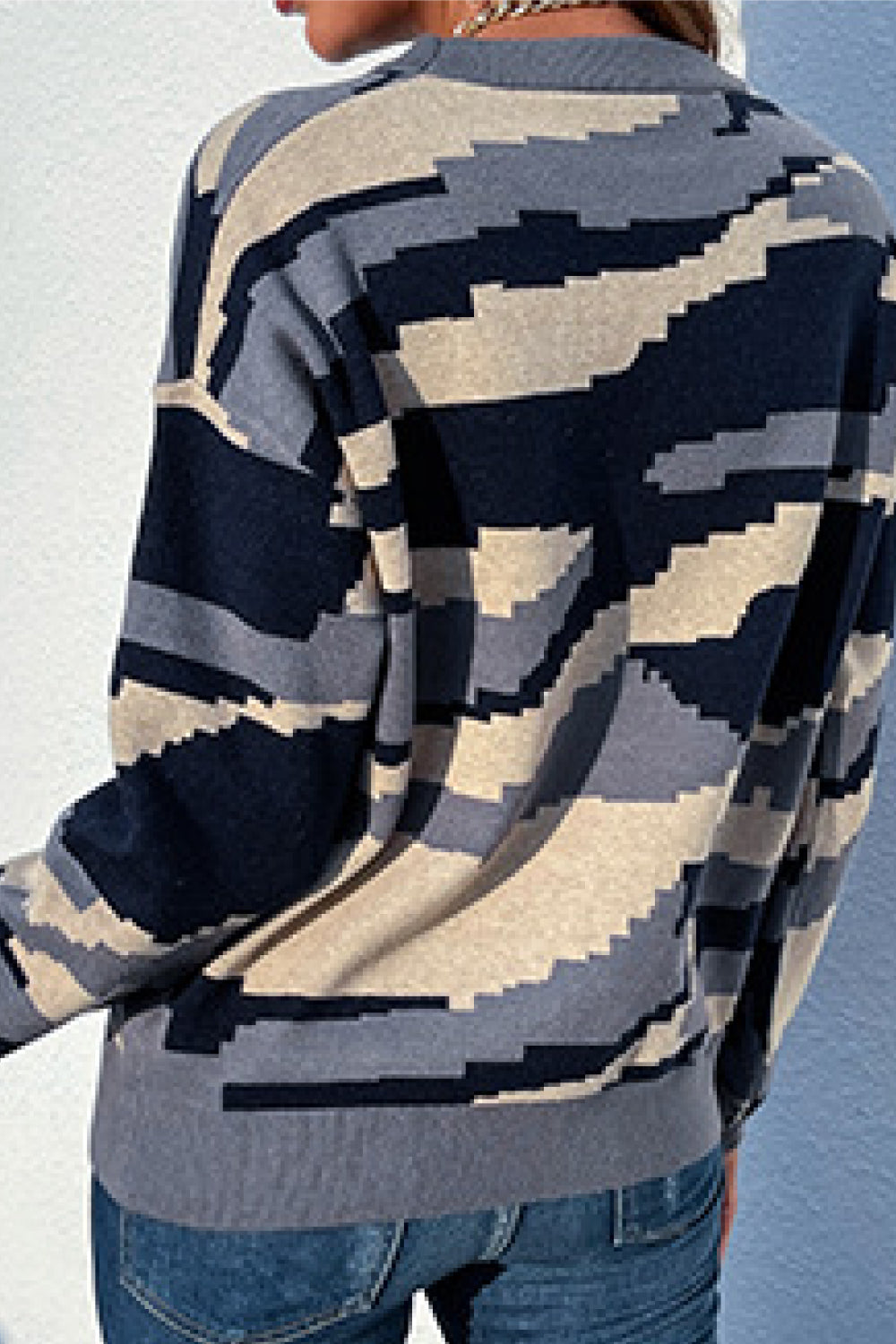 Pixelated Camouflage Print Sweater